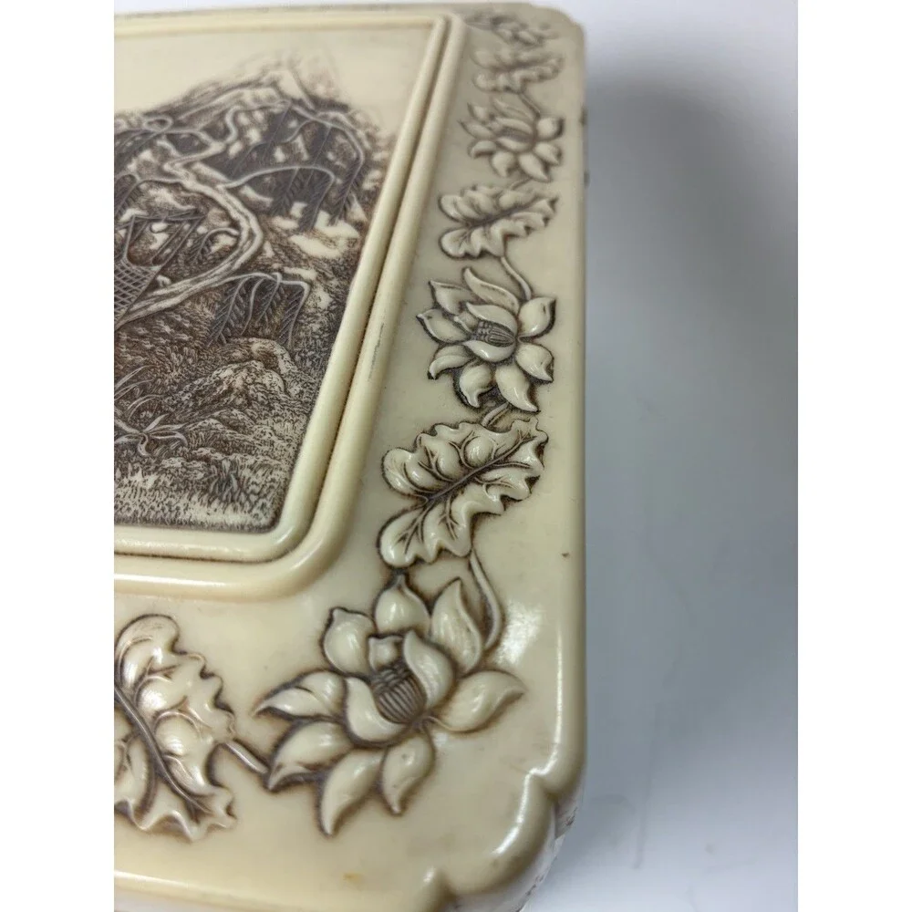 Vintage Japanese Bakelite Jewelry Storage Box 10/8/4 Super Detailed